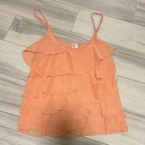 LC Lauren Conrad Coral Ruffle Camisole